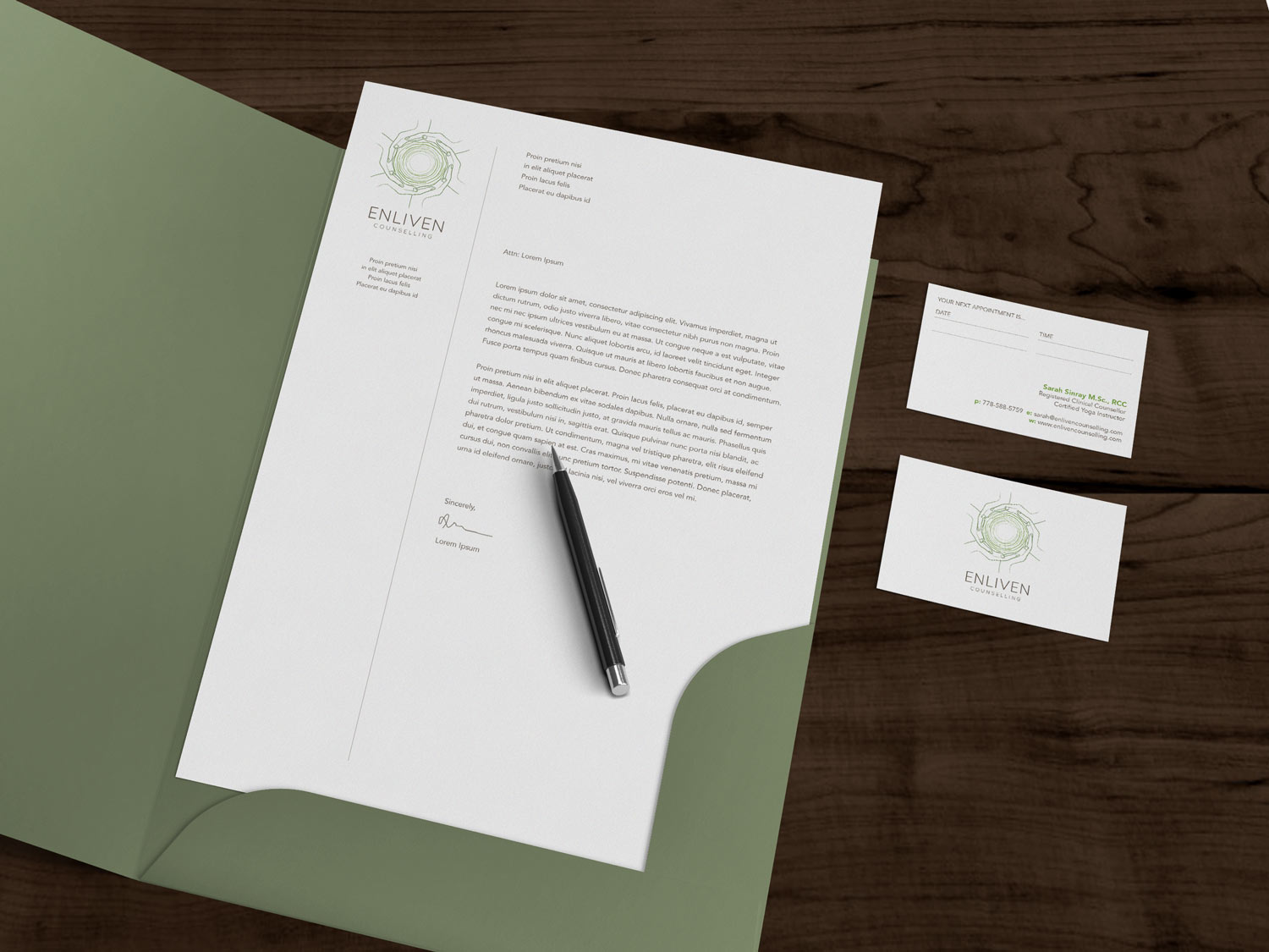 Logo and branding for Enliven Counselling